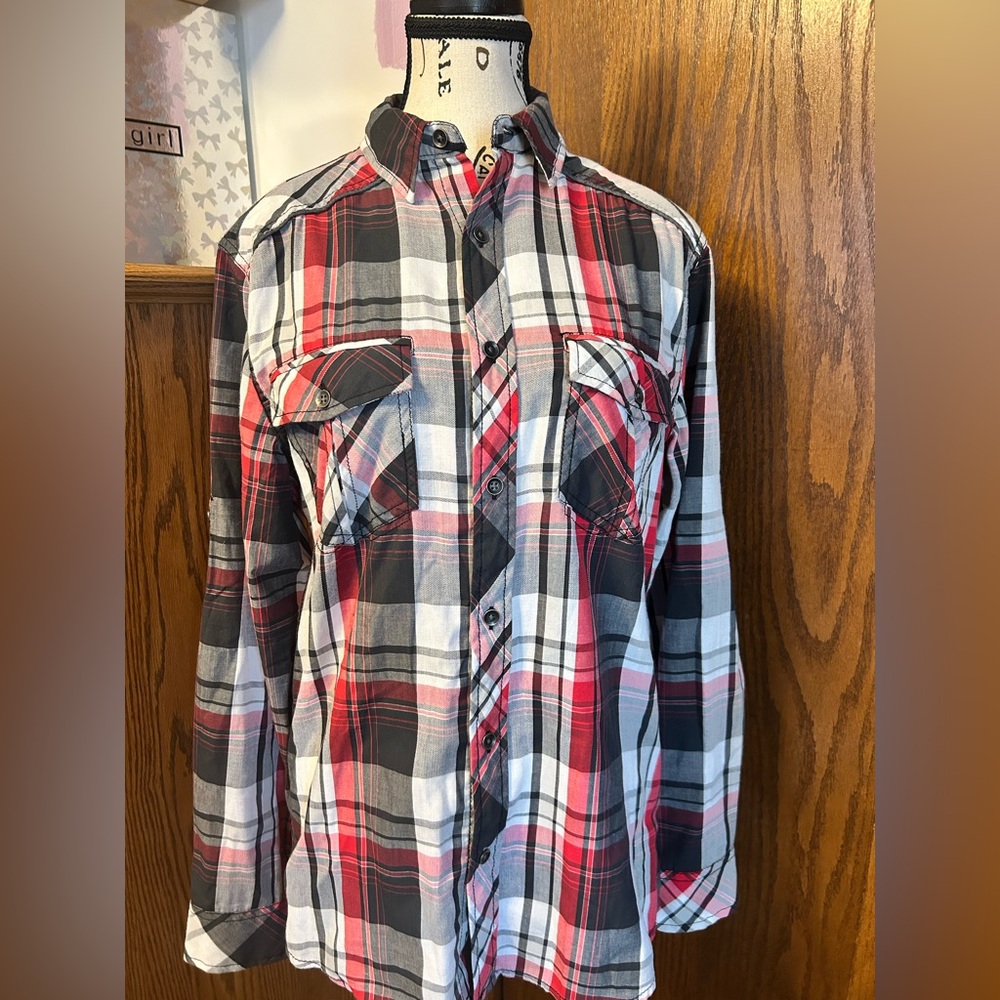 Rock & Republic Red and Black Plaid Shirt - Size S